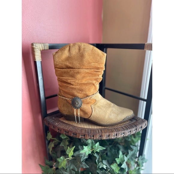 VINTAGE LEATHERCRAFT suede cowboy boots sz 9 - Picture 10 of 11